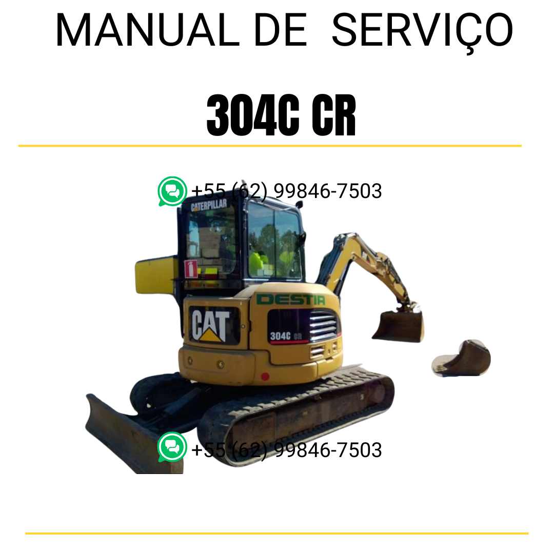 Manual de serviço Caterpillar 304C CR para mini escavadeira hidráulica, PDF em português
