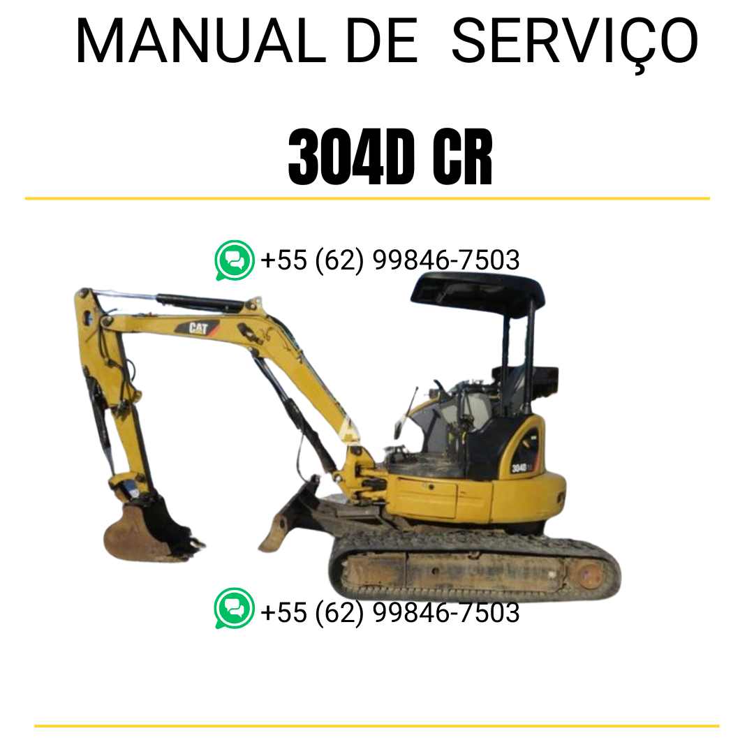 Manual de serviço Caterpillar 304D CR para mini escavadeira hidráulica, PDF em português
