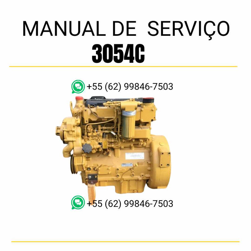 Manual de serviço Caterpillar motor 3054C em PDF, com instruções detalhadas de reparo, ilustrações técnicas e guia de manutenção completa
