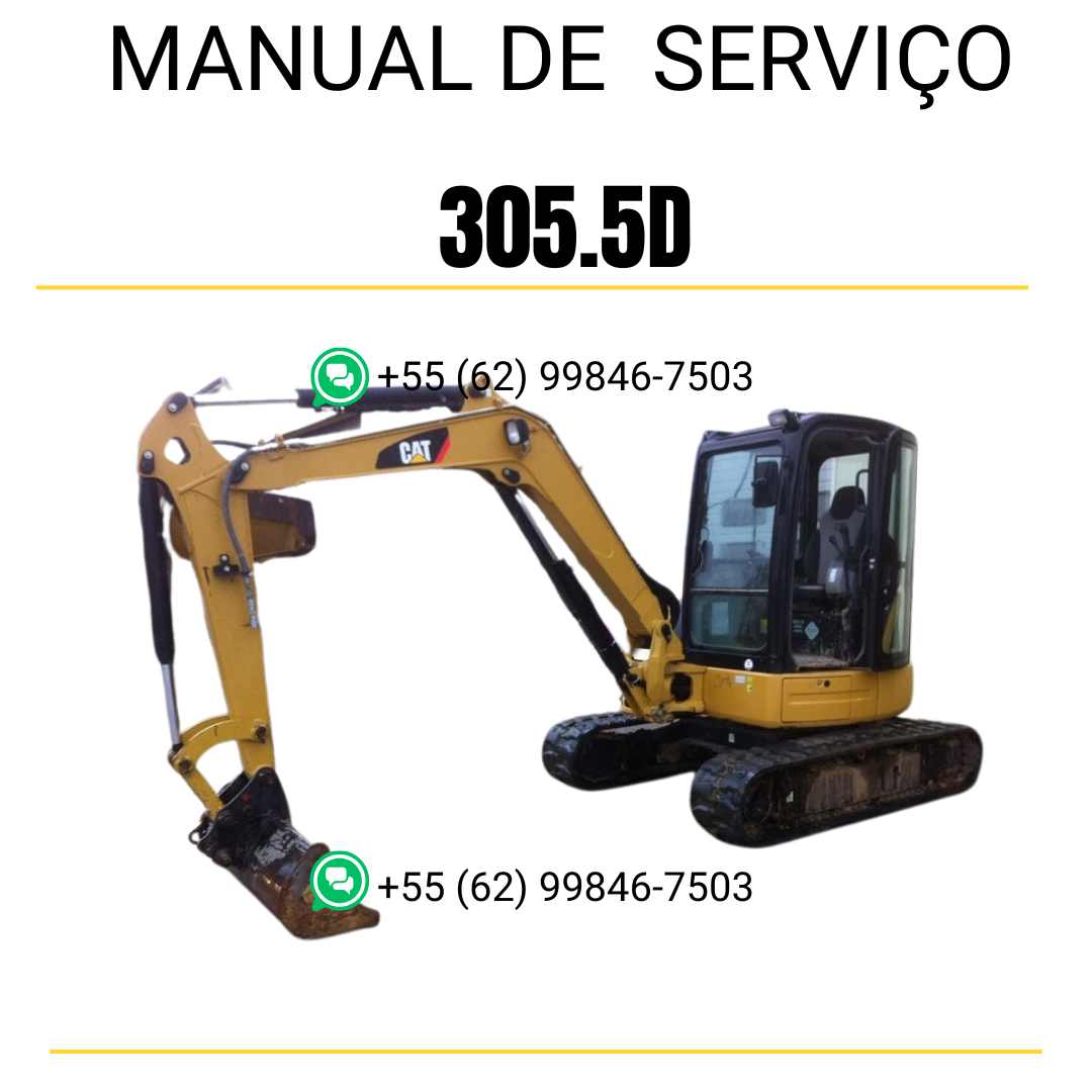 Manual de serviço Caterpillar 305.5D para mini escavadeira hidráulica, PDF em português
