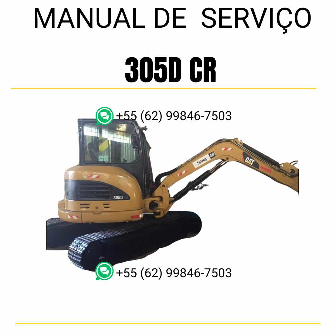 Manual de serviço Caterpillar 305D CR para mini escavadeira hidráulica, PDF em português
