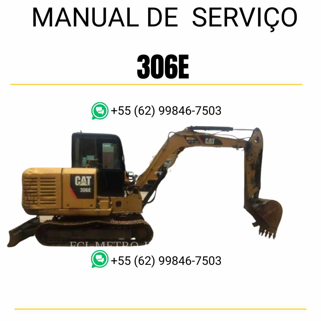Manual de serviço Caterpillar 306E em PDF para mini escavadeira hidráulica, idioma português
