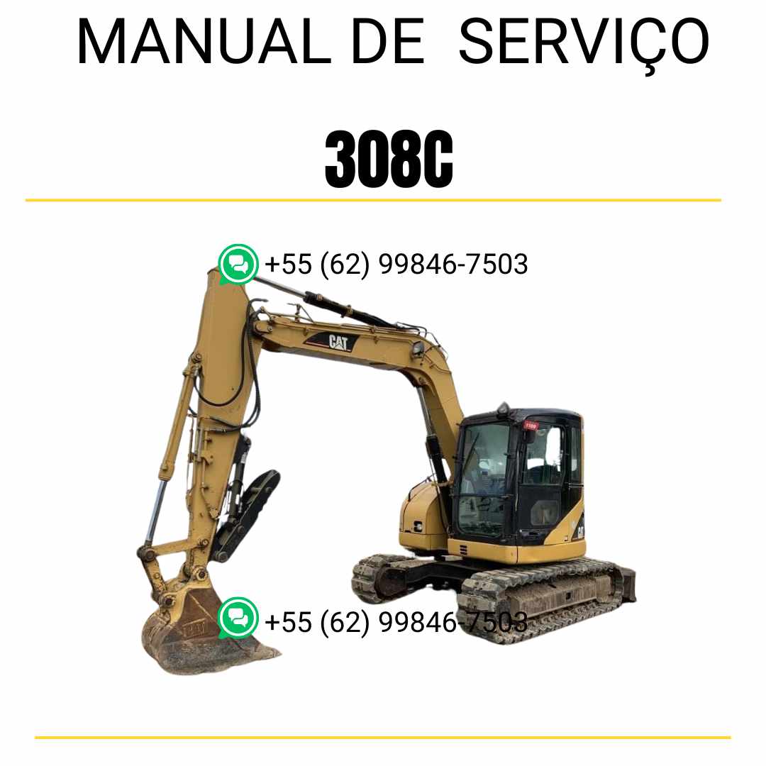 Manual de serviço Caterpillar 308C em PDF para mini escavadeira hidráulica, idioma português
