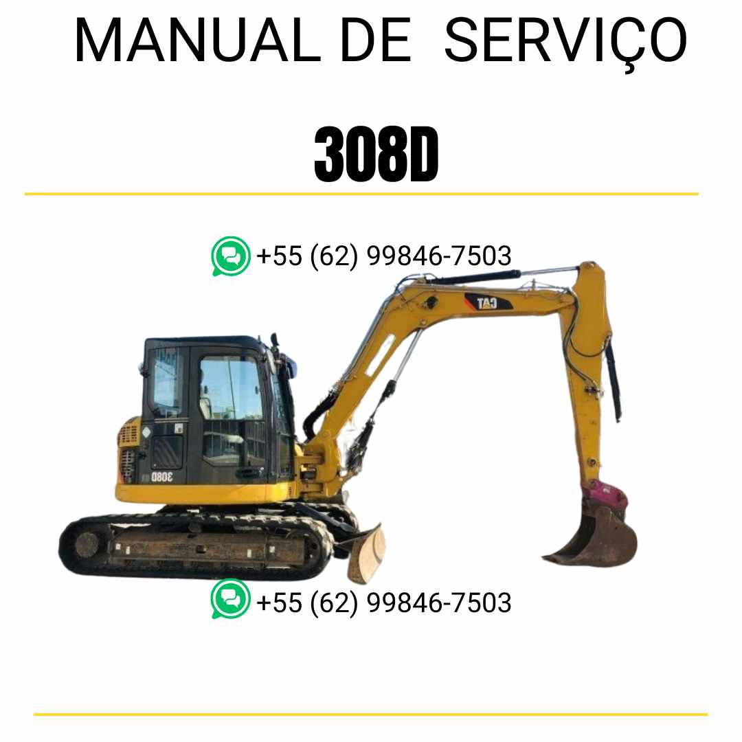 Manual de serviço Caterpillar 308D em PDF para mini escavadeira hidráulica, idioma português
