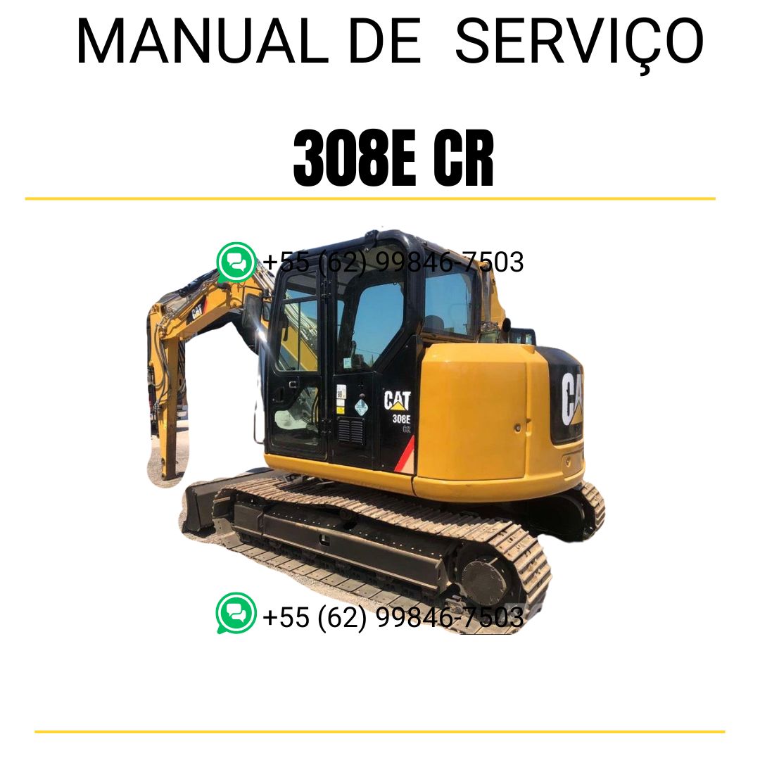 Manual de serviço Caterpillar 308E CR em PDF para mini escavadeira hidráulica, idioma português
