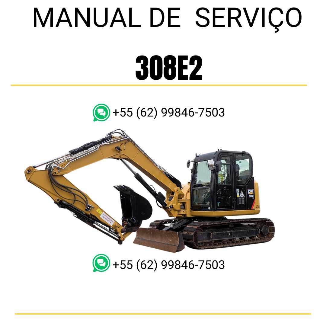Manual de serviço Caterpillar 308E2 em PDF para mini escavadeira hidráulica, idioma português
