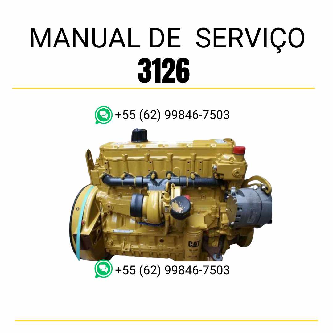 Manual de serviço em PDF do motor industrial Caterpillar 3126 para máquinas pesadas, guia técnico completo com instruções de manutenção, reparo e diagnóstico