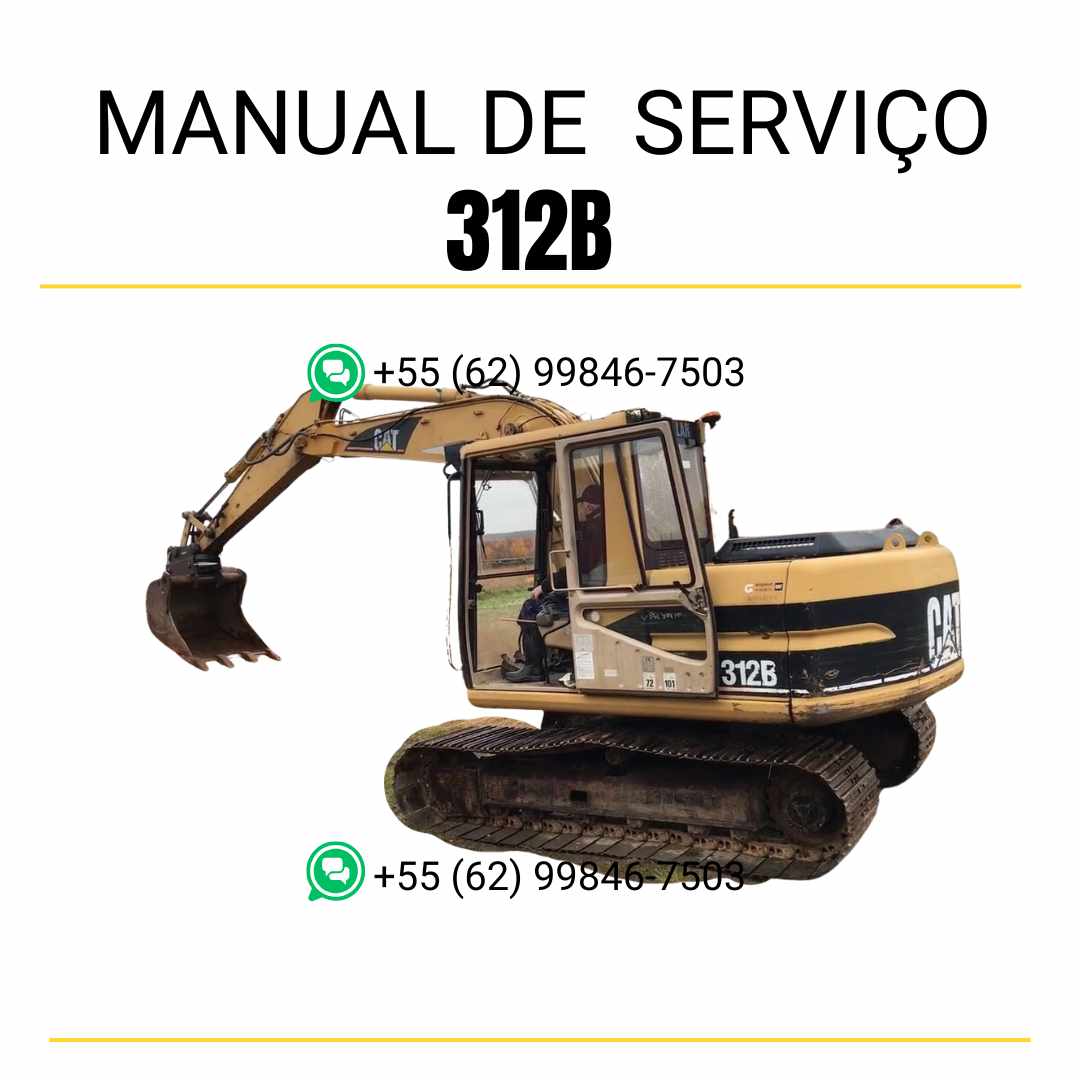 Manual de serviço Caterpillar 312B em PDF para escavadora, idioma português
