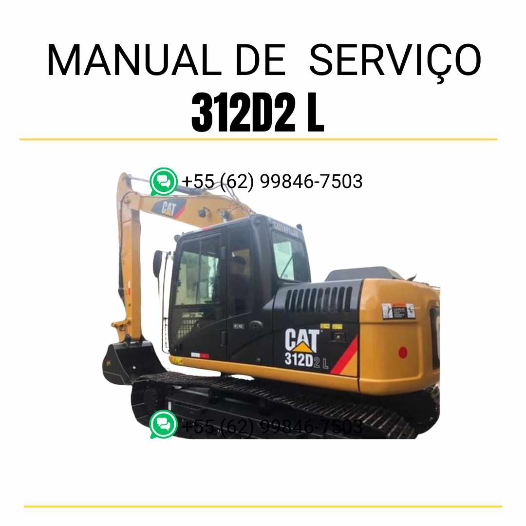 Manual de serviço Caterpillar 312D2 L para escavadora em PDF, idioma português
