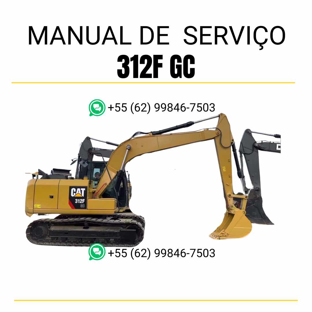 Manual de serviço Caterpillar 312F GC para escavadora em PDF, idioma português
