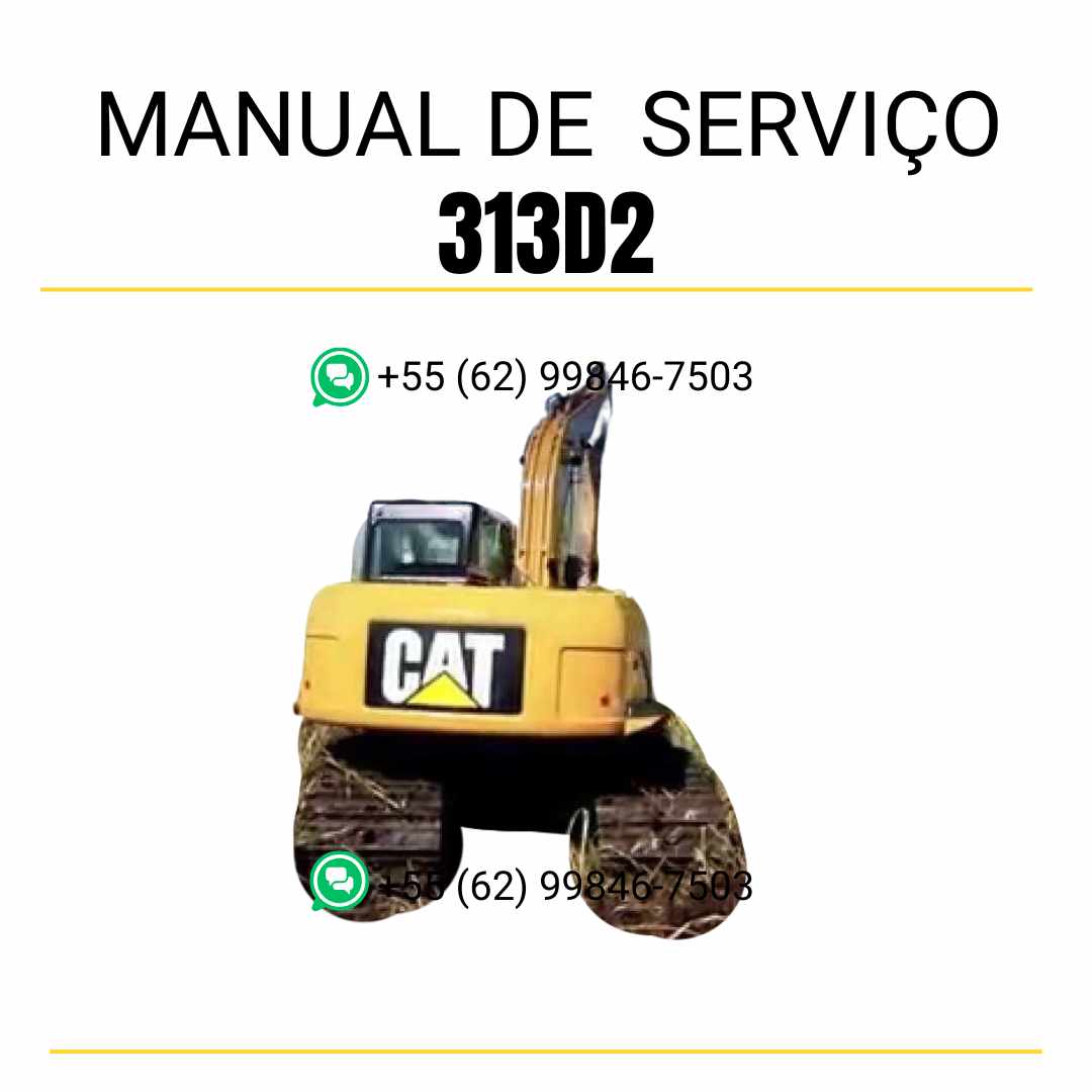 Manual de serviço Caterpillar 313D2 para escavadora em PDF, idioma português
