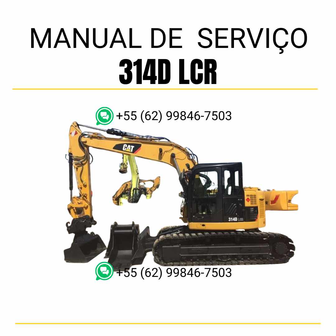 Manual de serviço Caterpillar 314D LCR para escavadora em PDF, idioma português
