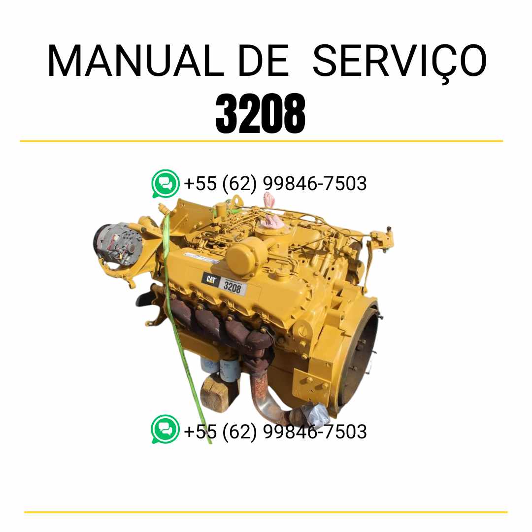 Manual de serviço em PDF do motor industrial Caterpillar 3208 para máquinas pesadas, guia técnico detalhado com instruções completas de manutenção, diagnóstico e reparos