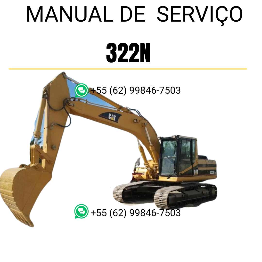 Manual de serviço Caterpillar 322N para escavadora, em português, PDF completo com instruções técnicas detalhadas de manutenção e reparo