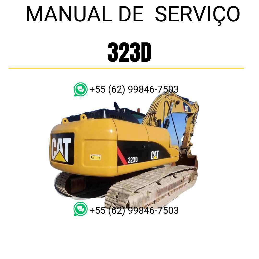 Manual de serviço Caterpillar 323D para escavadora, em português, PDF técnico completo com instruções detalhadas de manutenção e reparos