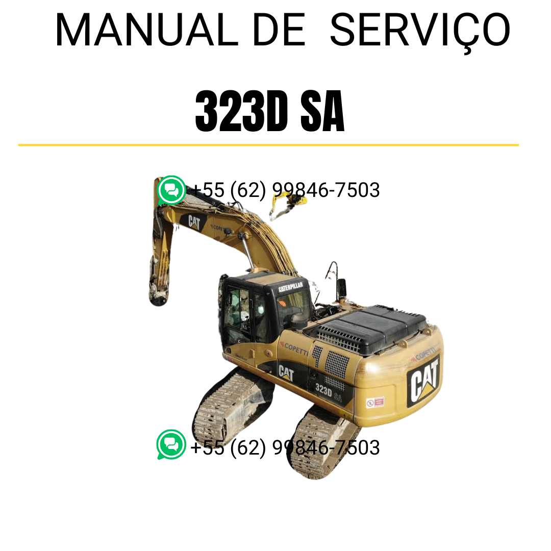 Manual de serviço Caterpillar 323D SA para escavadora, em português, PDF técnico completo com instruções detalhadas de manutenção e reparo