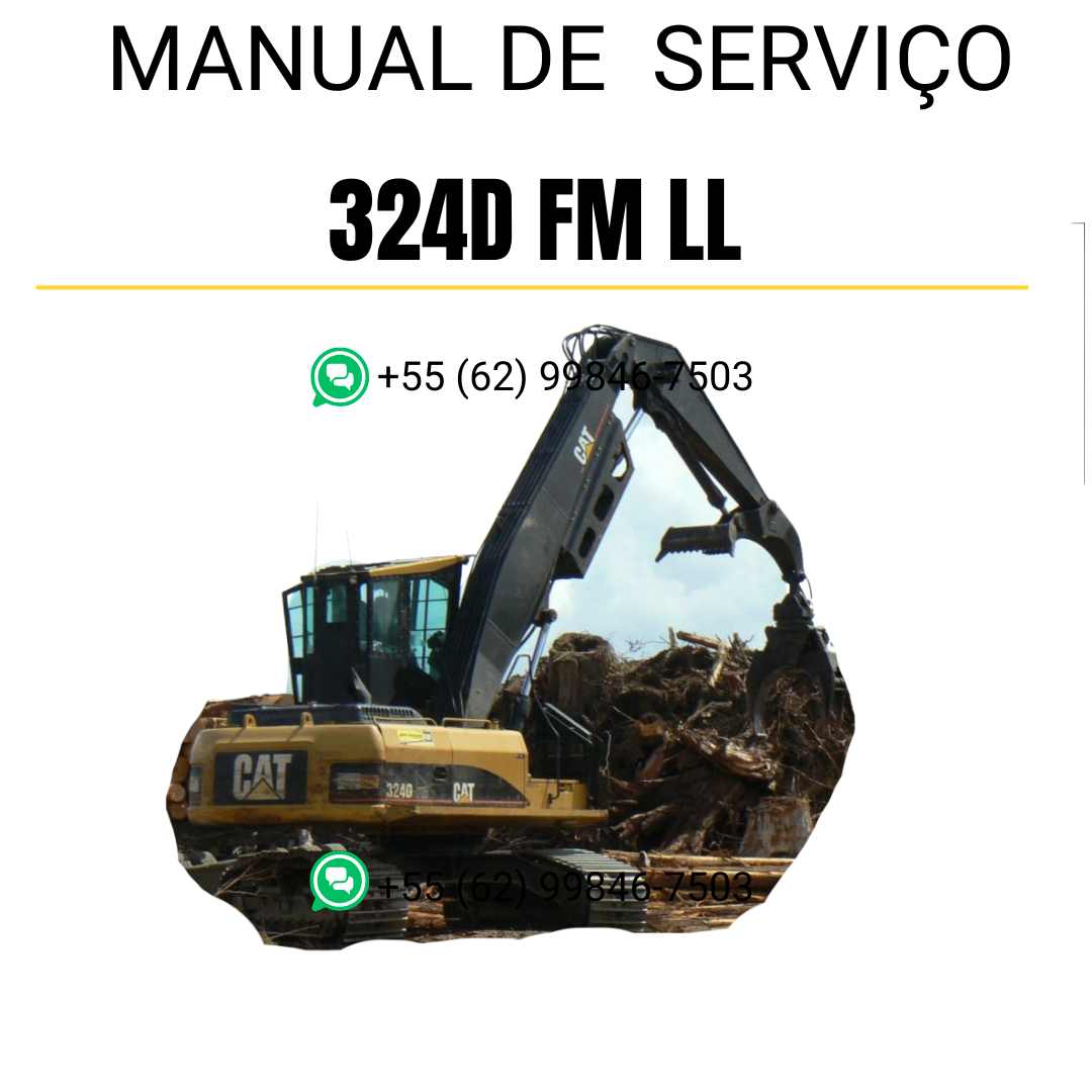 Manual de serviço Caterpillar 324D FM LL para escavadora, em português, PDF completo com instruções detalhadas de manutenção e reparos técnicos