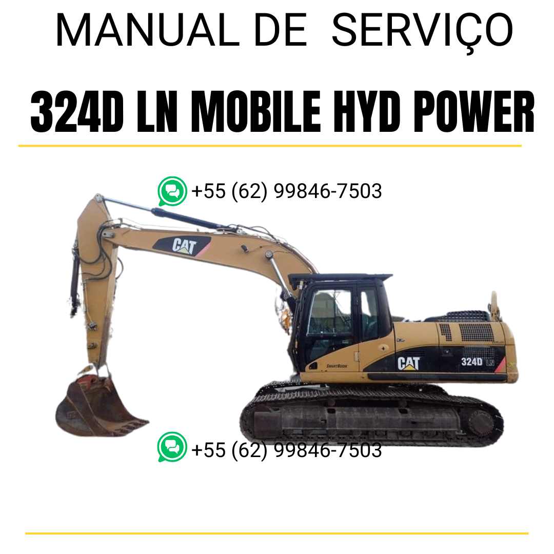 Manual de serviço Caterpillar 324D LN Mobile Hyd Power para escavadora, em português, PDF completo com instruções técnicas de manutenção e reparos