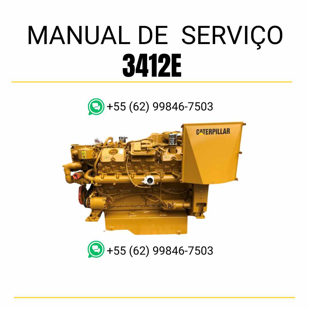 Manual de serviço em PDF do motor industrial Caterpillar 3412E para máquinas pesadas, guia técnico completo com instruções detalhadas de manutenção, reparos e diagnóstico