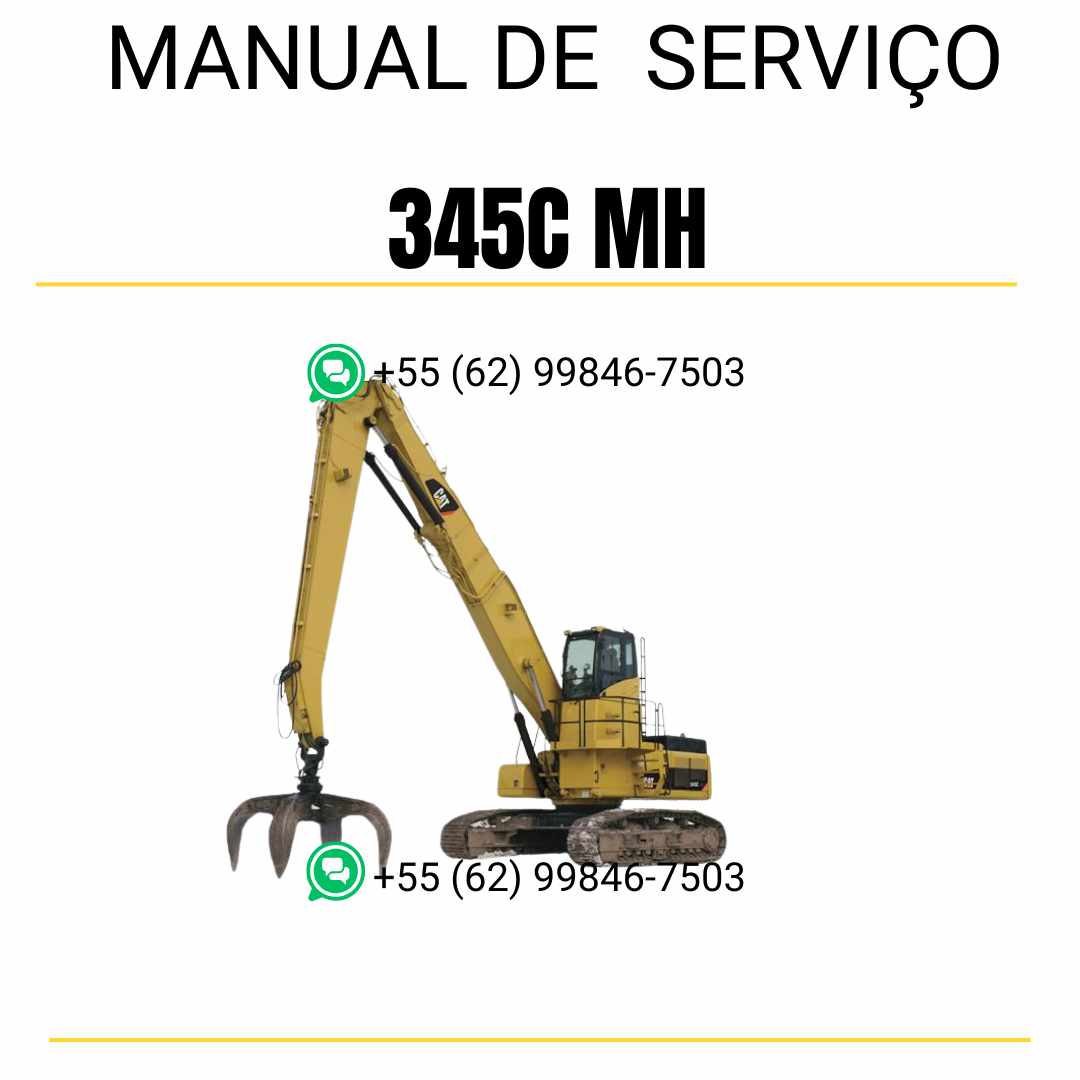 Manual de serviço Caterpillar 345C MH para escavadora em PDF, idioma inglês, guia técnico completo para manutenção