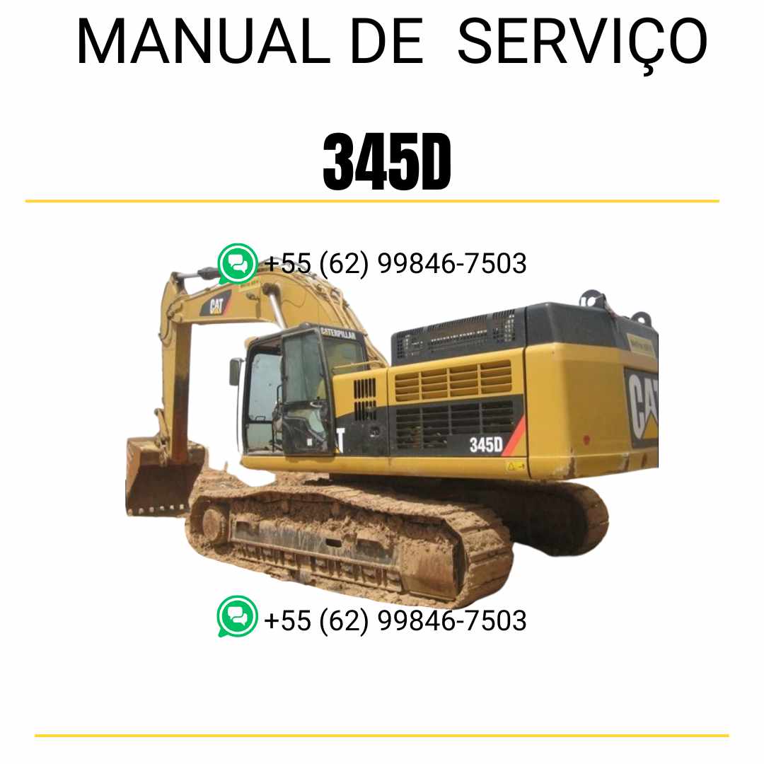 Manual de serviço Caterpillar 345D para escavadora, em inglês, formato PDF, guia completo de manutenção e reparos técnicos