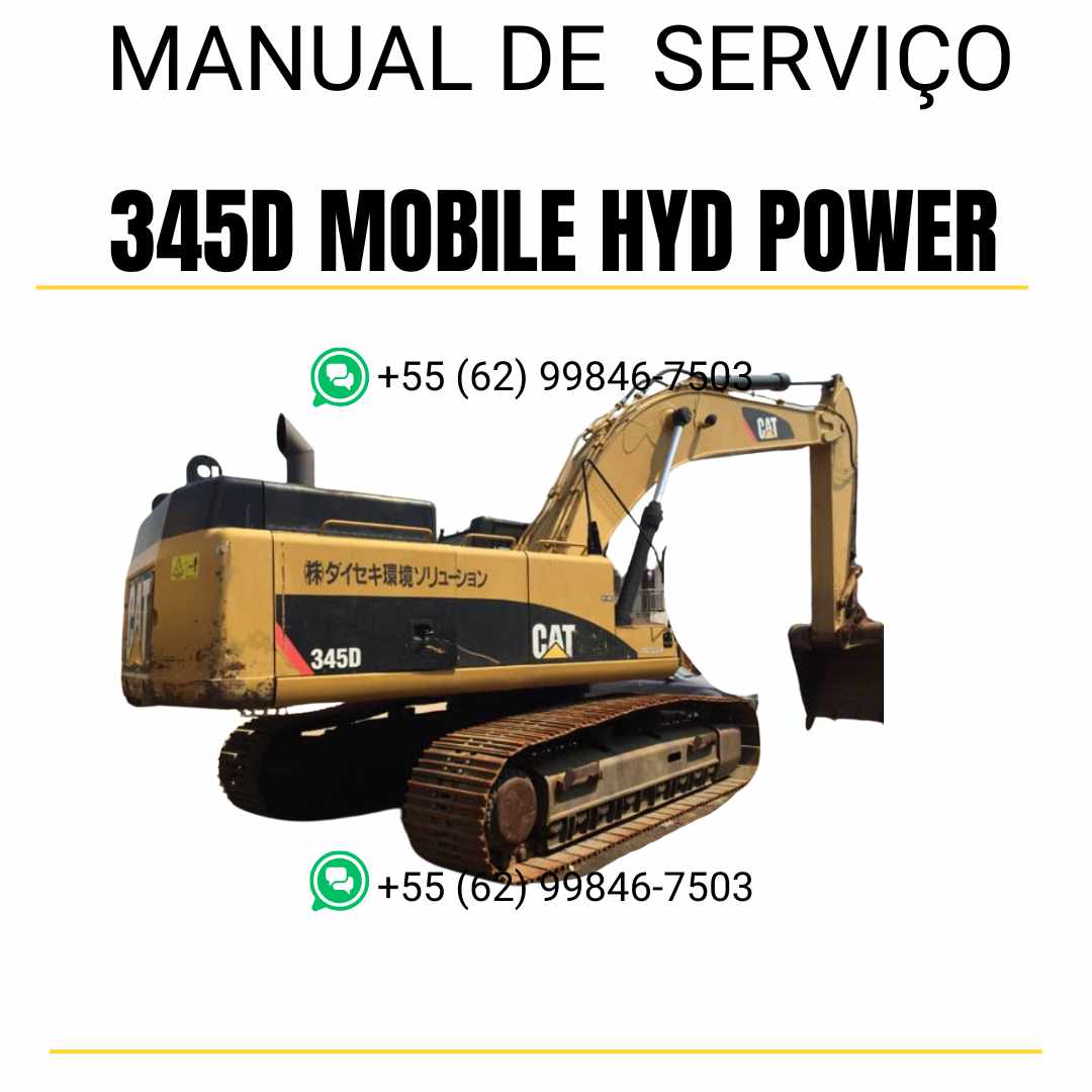 Manual de serviço Caterpillar 345D Mobile Hyd Power para escavadora, em inglês, PDF completo com instruções de manutenção