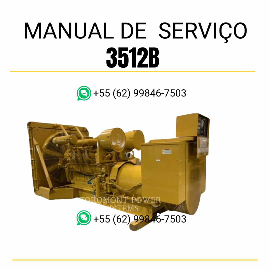 Manual de serviço Caterpillar motor 3512B em PDF, guia técnico detalhado com instruções de manutenção preventiva e reparos completos