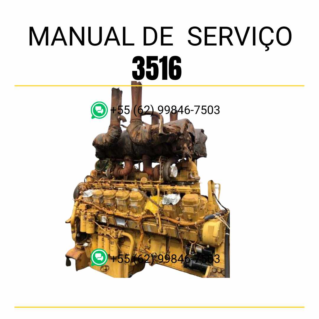 Manual de serviço Caterpillar motor 3516 em PDF, guia técnico detalhado com procedimentos de reparo, manutenção e ajustes