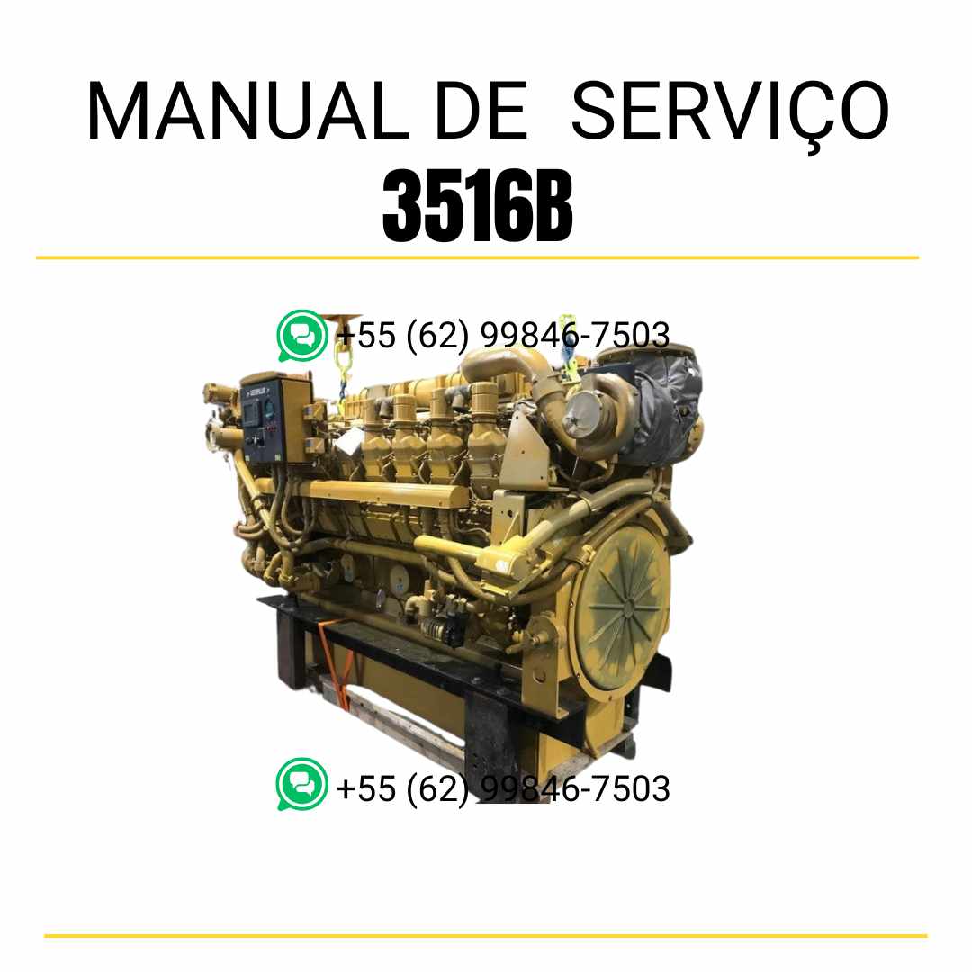 Manual de serviço do motor industrial Caterpillar 3516B em PDF, com diagramas técnicos, procedimentos completos e orientações de manutenção detalhada.