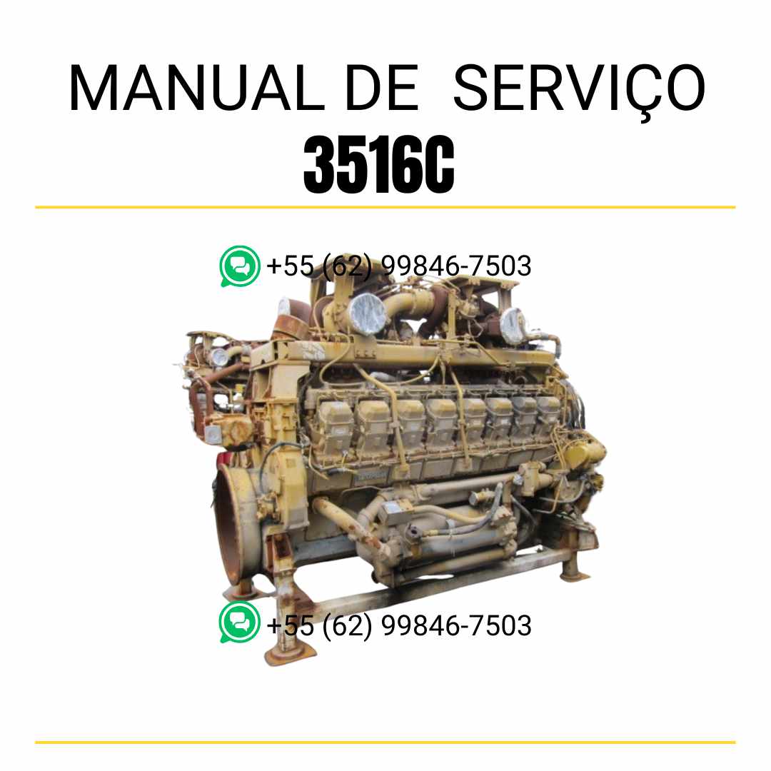 Manual de serviço Caterpillar motor 3516C em PDF, com instruções técnicas detalhadas de reparo, ajuste e manutenção de máquinas