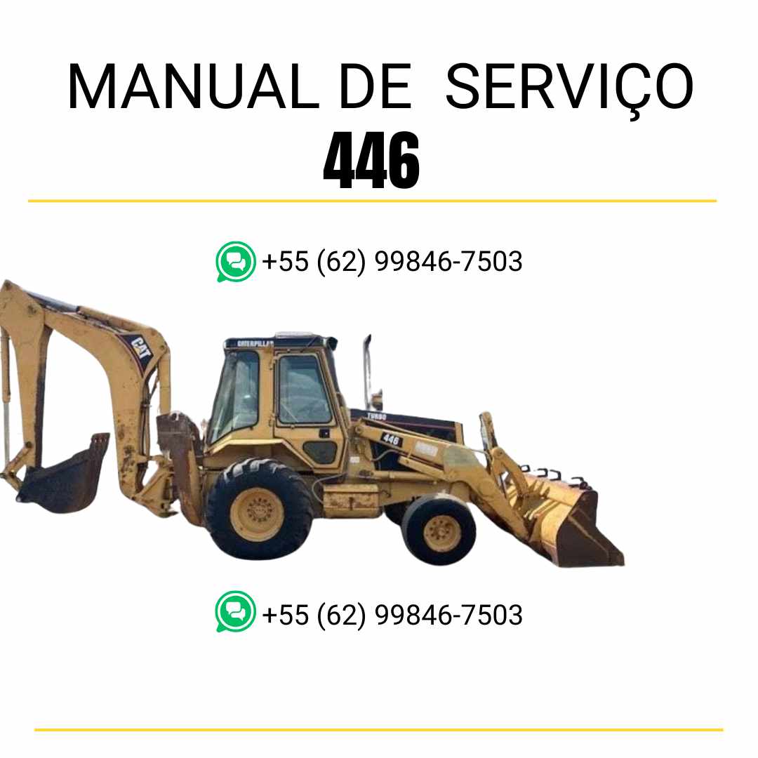Manual de serviço Caterpillar 446 retroescavadeira em inglês, PDF técnico para manutenção detalhada e reparos completos ✅