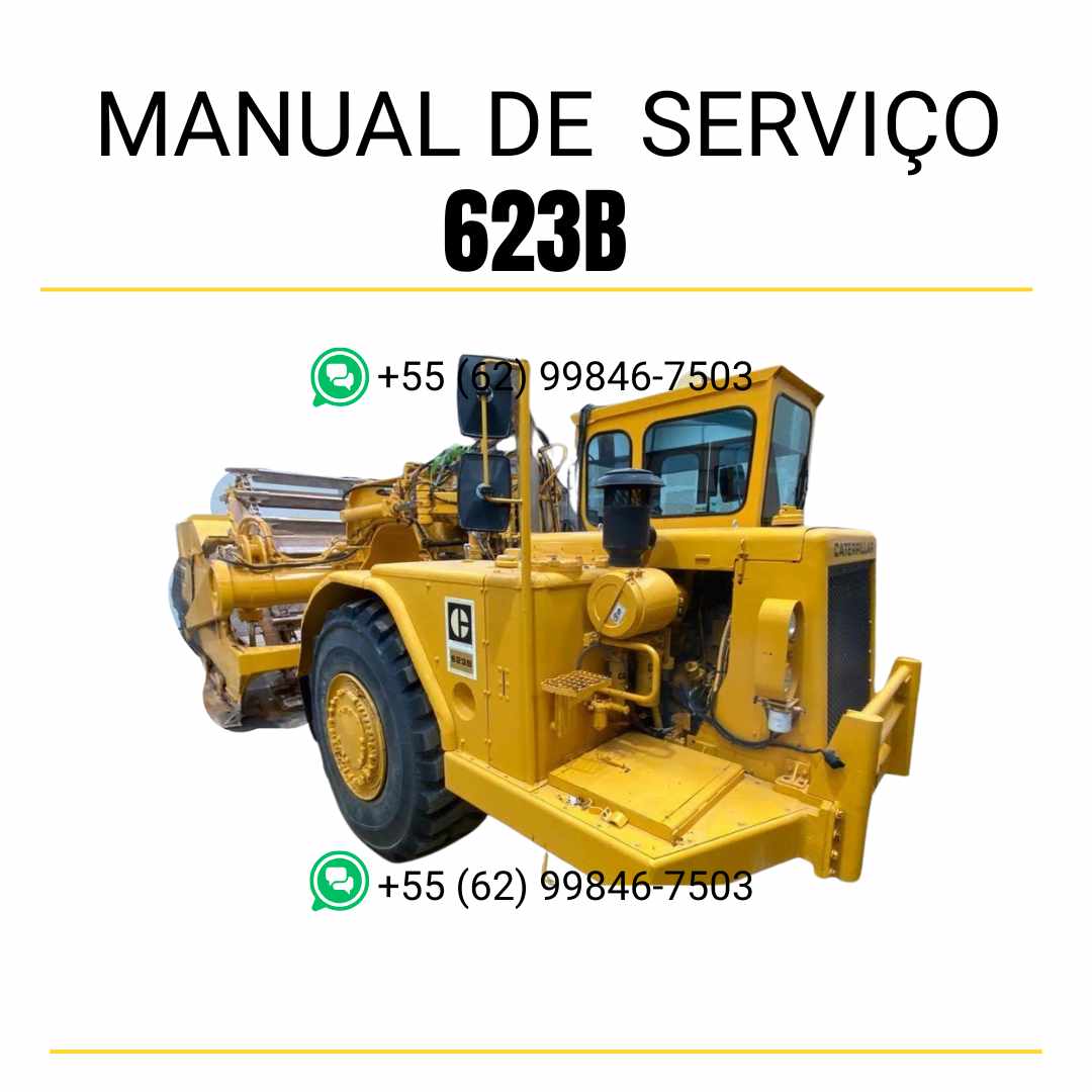 Manual de serviço Caterpillar 623B Trator de Rodas em inglês, PDF técnico detalhado com orientações completas de manutenção e reparo