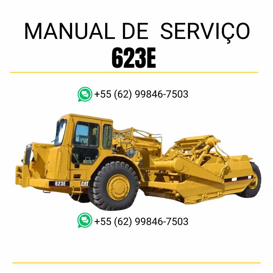 Manual de serviço Caterpillar 623E Raspador de Rodas em inglês, PDF completo com instruções técnicas de manutenção, ajustes e reparo