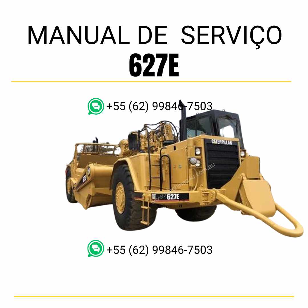 Manual de serviço Caterpillar 627E Raspador de Rodas em inglês, PDF completo com instruções de manutenção, reparos e diagnóstico técnico