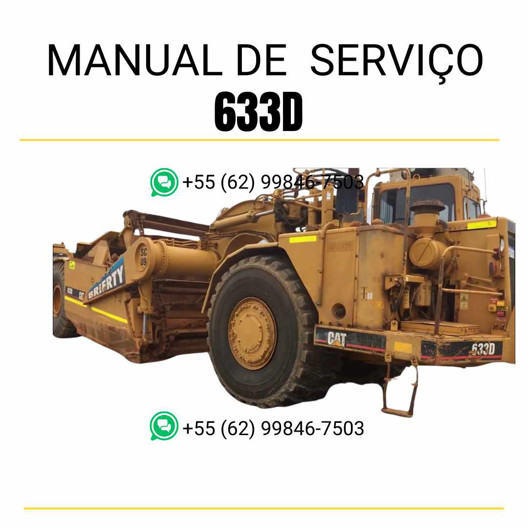 Manual de serviço Caterpillar 633D Trator de Rodas em inglês, PDF completo com instruções de manutenção, ajustes e reparos detalhados