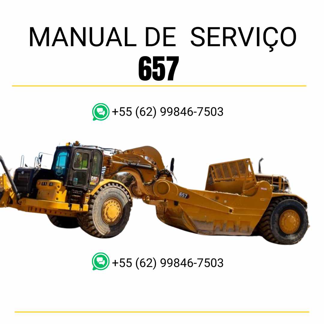 Manual de serviço Caterpillar 657 raspador de rodas em PDF, idioma inglês, com instruções técnicas completas para reparo e manutenção