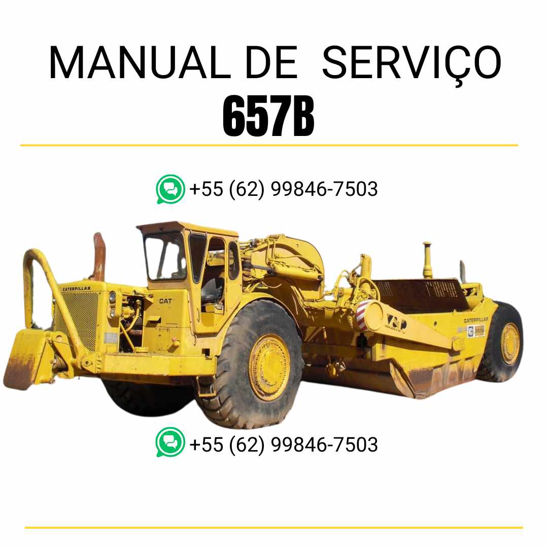 Manual de serviço Caterpillar 657B trator de rodas em PDF, idioma inglês, com orientações completas de manutenção e reparo