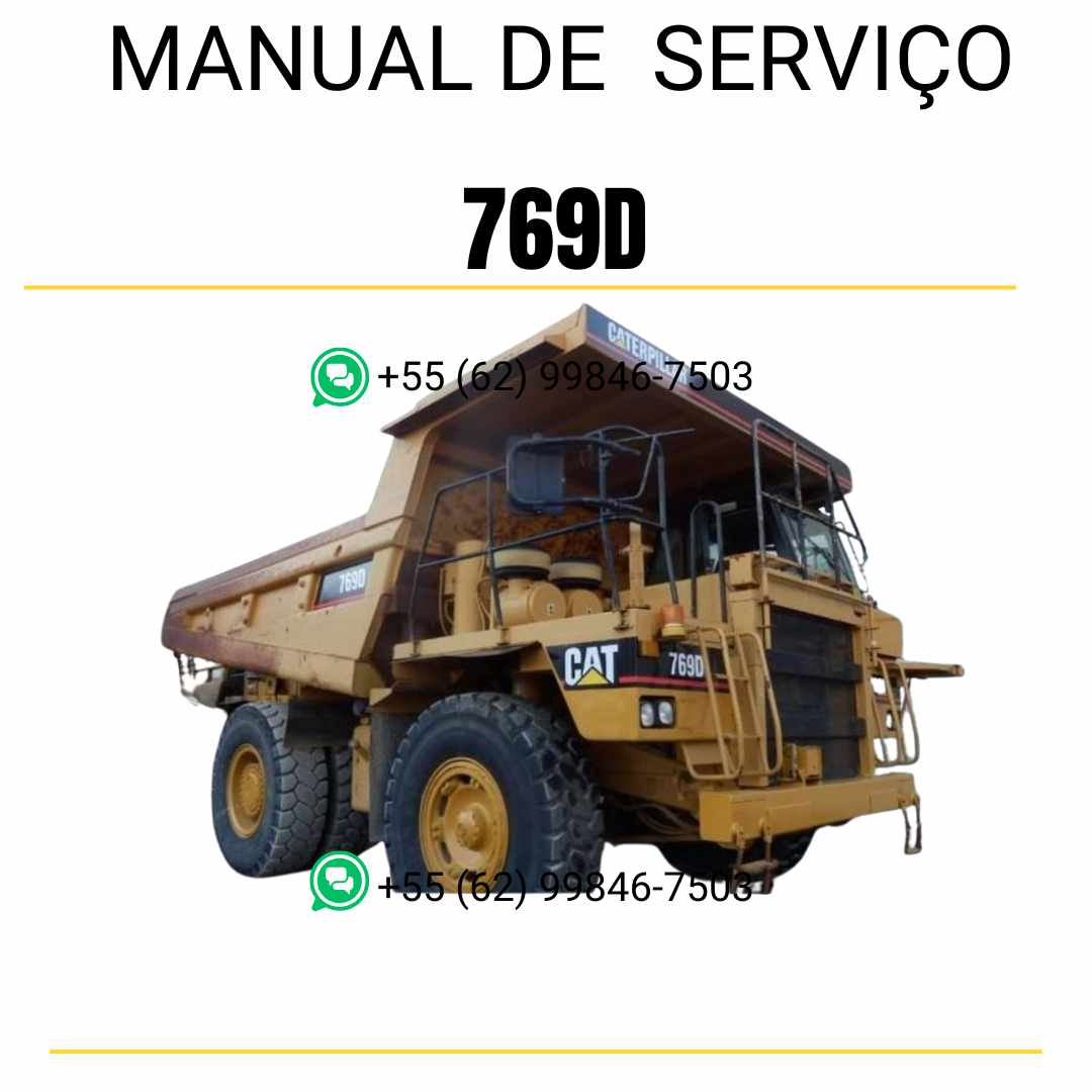 Manual de serviço Caterpillar 769D caminhão fora de estrada em PDF inglês, guia técnico completo para manutenção e reparos mecânicos
