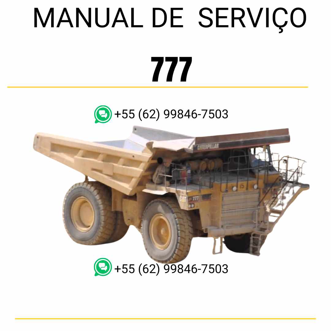 Manual de serviço Caterpillar 777 caminhão fora de estrada em PDF inglês, guia técnico completo para manutenção, diagnósticos e reparos

