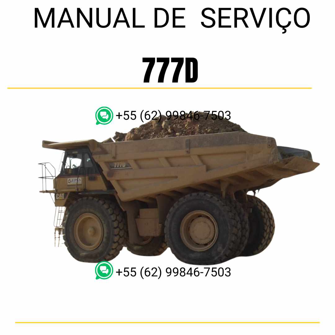 Manual de serviço Caterpillar 777D caminhão fora de estrada em PDF inglês, guia técnico completo para manutenção preventiva, reparos e diagnósticos

