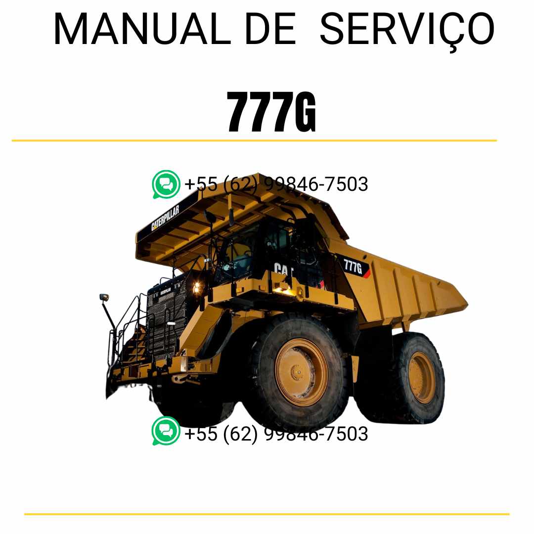 Manual de serviço Caterpillar 777G caminhão fora de estrada em PDF inglês, referência técnica completa para manutenção preventiva e reparos mecânicos
