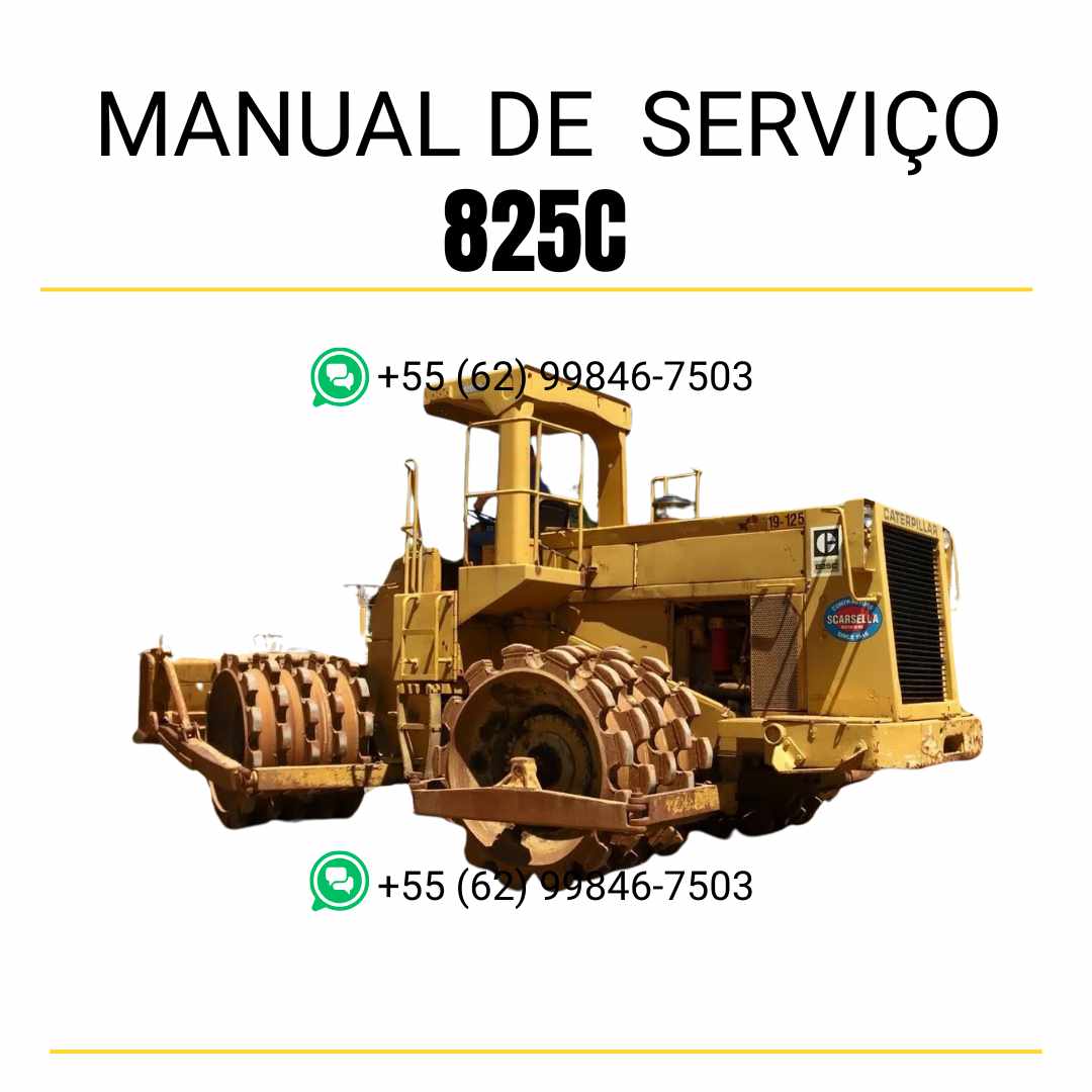 Manual de serviço Caterpillar 825C compactador de solo em inglês em PDF com guia detalhado de manutenção preventiva e reparos técnicos