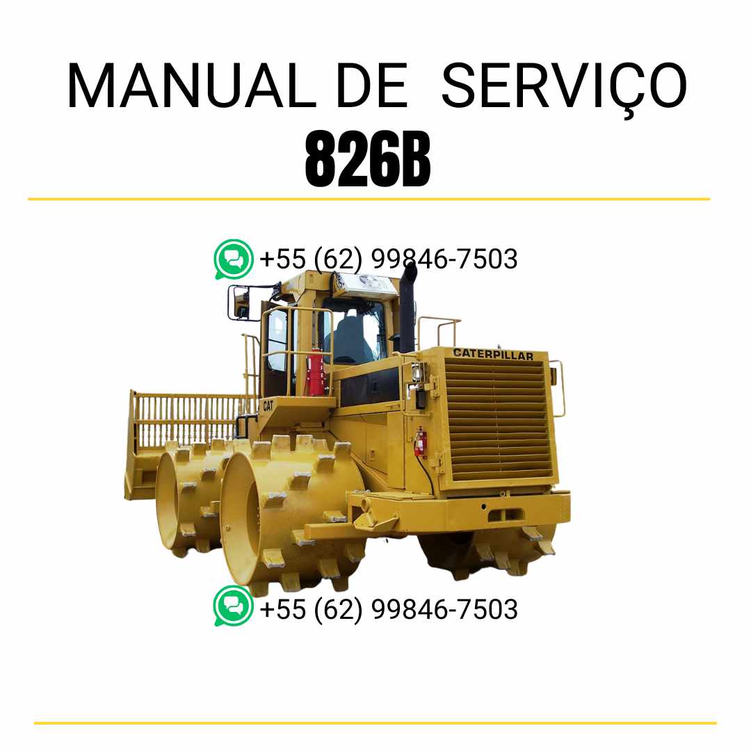 Manual de serviço Caterpillar 826B compactador de aterro em inglês em PDF com instruções detalhadas para manutenção, reparos e ajustes técnicos