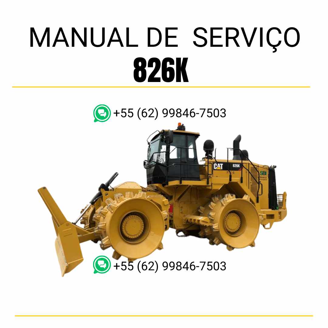 Manual de serviço Caterpillar 826K compactador de aterro em inglês em PDF com instruções completas de manutenção, reparos e ajustes técnicos