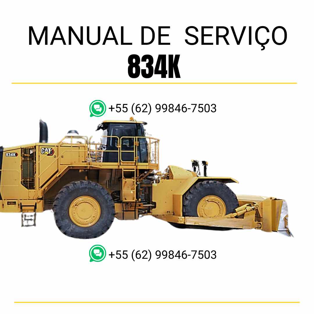 Manual de serviço Caterpillar 834K em PDF para trator de rodas, com instruções de manutenção, diagramas técnicos e orientações detalhadas