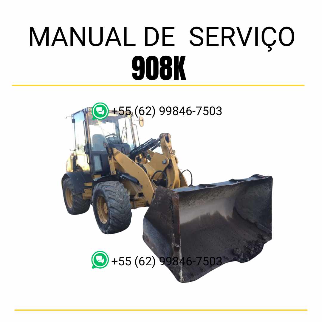 Manual de serviço Caterpillar 908K em PDF para carregadeira de rodas, com ilustrações técnicas e guia completo de manutenção