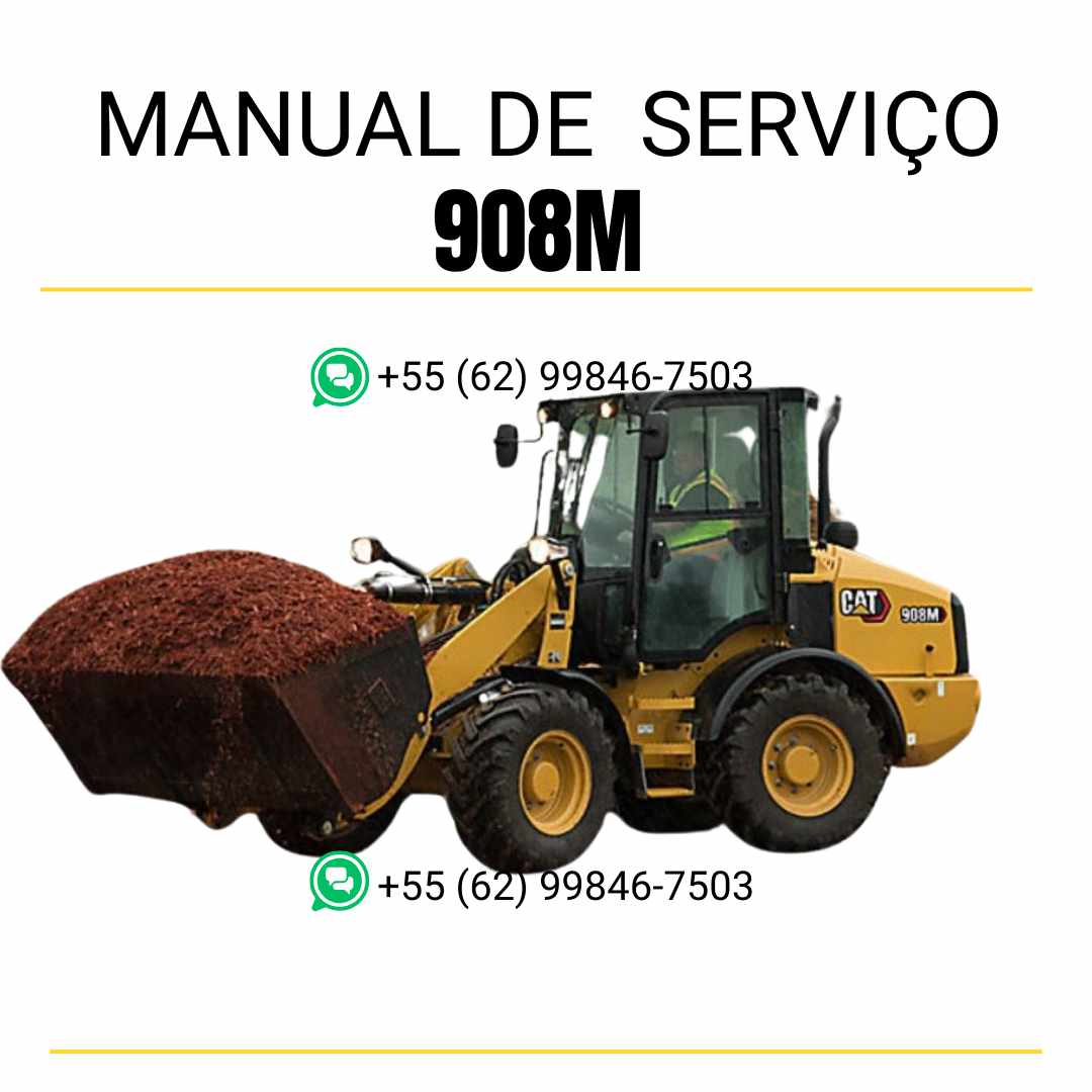 Manual de serviço Caterpillar 908M em PDF para carregadeira de rodas compacta, inclui diagramas técnicos e instruções detalhadas de manutenção