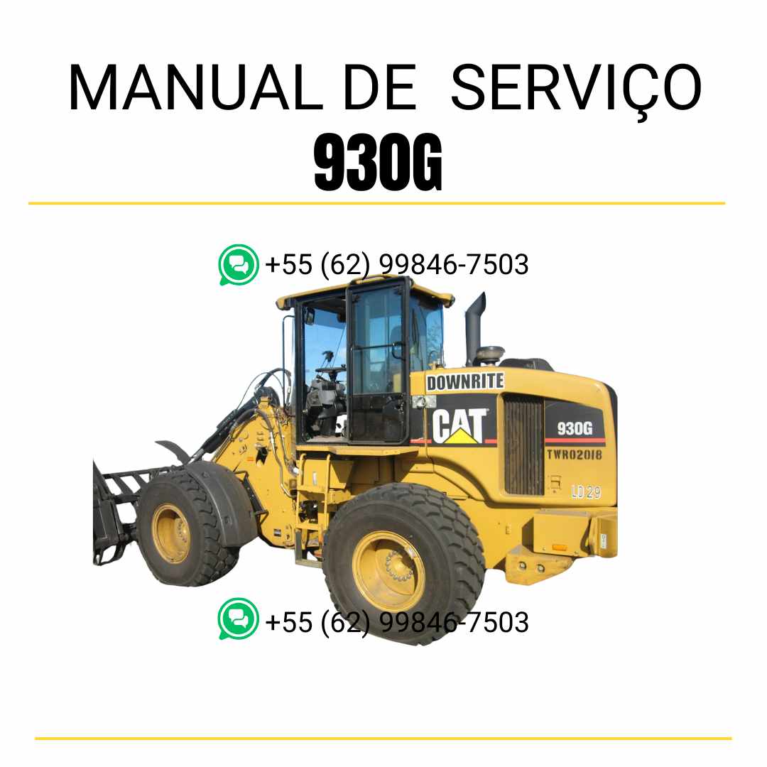 Manual de serviço Caterpillar 930G em PDF para carregadeira de rodas, guia completo com instruções de manutenção, diagnóstico e reparos técnicos