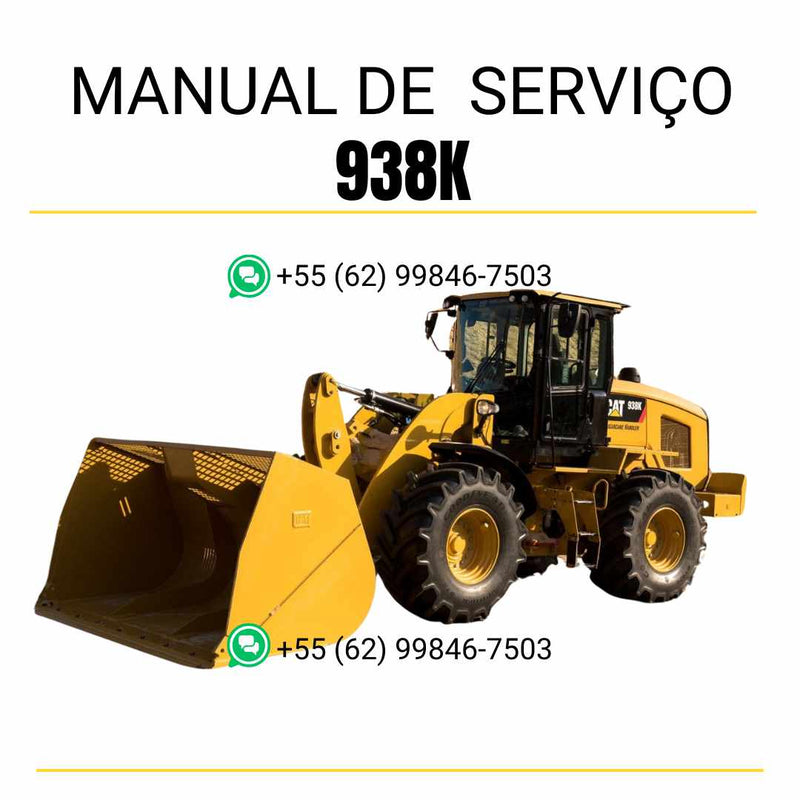 Manual de serviço Caterpillar 938K em PDF para carregadeira de rodas, guia completo com instruções detalhadas de manutenção, reparo e diagnóstico técnico