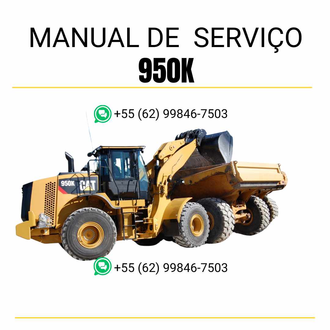 Manual de serviço Caterpillar 950K em PDF para carregadeira de rodas, guia técnico completo com instruções detalhadas de manutenção, diagnóstico e reparo